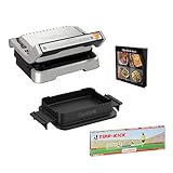 Tefal OptiGrill 4-in-1 Tipp-Kick Edition Kontaktgrill, Grillen/BBQ/Ofen/komplette Mahlzeit, 9 Automatik-Programme, inklusive Backschale und Tipp-Kick Spiel, Silber, GC774D.TK