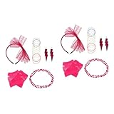 PACKOVE 2 Sätze Partykleidung Haarband für Männer Neon-Party-Halskette Party-Kostüm-Dekor Spitzenhandschuhe Abs party outfit partydekoration Haarband aus Spitzenstoff Partykostüm Rosy