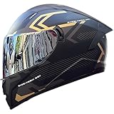 Motorrad Integralhelm Motorrad-Helm Sturzhelm für Roller Anti-Fog-Doppelspiegel Racing Helm mit ECE Genehmigt Vollvisierhelm für Damen Herren Integralhelme Gehörschutz 55~64cm