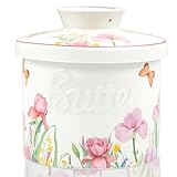 Butterglocke Keramik, Französische Butterdose, Wassergekühlte Butterdose für Frische und Streichfähige Butter, Buttertopf Wassergekühlt mit Wasserstandslinie, Spülmaschinengeeignet