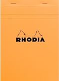RHODIA cf16200 Notizblock Nr.16 (A5), 80 Blatt, 5 mm kariert, wasserabweisender Einband, perforiert, PEFC-zertifiziert, orange, Block Rodia No.16 (14,8 x 21 cm)