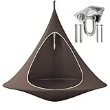 Rundschaukel – Hängezelt Outdoor Tragkraft 100–200 Kg, Hängesessel für Drinnen, Aufhängeset Inklusive Edelstahlhaken – Schaukelstuhl,Braun,1.5 * 1.5m/59 * 59in