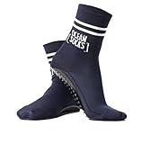 OceanSocks + EXTRA TASCHE | rutschfeste Aqua-und Beachsocken für Strand, Wasser, Wattwanderung, Boot & Boards, Damen, Herren, Kinder, Marine, 31-34