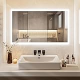 ChillCruiser 60 x 100 cm LED-Badezimmerspiegel Wandmontage beleuchteter Kosmetikspiegel dimmbar beschlagfrei 3-farbige einstellbare Beleuchtung Memory-Funktion horizontale/vertikale Montage