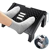 VFANDV Fußstütze Schreibtisch, Schreibtisch-Füßstütze mit Massagefunktion 6 Höhenverstellbar Fußbank, Ergonomischer Fußschemel Rutschfest Footrest für Büro und Zuhause