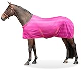 Equinate Fliegendecke Guardian mit Kreuzbegurtung und Widerristpolster 125cm Raspberry - Ekzemerdecke mit effektiven Schutz vor Fliegen und Insekten - Pferdedecke - Weidedecke