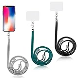 ALTcompluser 3 Stück Handykette und 3 Stück Universal Telefon Patch, Handy Lanyard Pads Handyband Patch Schlüsselband Karabiner Handy Kette zum Umhängen für die Meisten Smartphones(Mehrfarbig)