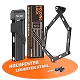 Faltschloss mit Halterung - fahrradschloss hohe sicherheit mit 80cm lang inkl 2 Schlüssel - Fahrrad schloss Ideal als e scooter, ebike (Black)
