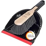 Peggy Perfect Kehrgarnitur, Kehrset mit Buchenholz Handbesen und großzügiger Kunststoffschaufel. Mit dichter Borstenmischung und angespitzter Gummilippe.