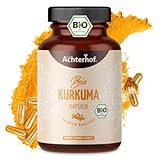 Kurkuma Kapseln Bio | 180 Stück | 4800mg Kurkuma pro Tagesdosis | frisch gemahlene Kurkumawurzel in Bio-Qualität | vegane Kapselhülle | vom Achterhof