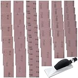 YPLonon Schleifgitter für Universal Handschleifer 30 Stück Netz Schleifstreifen 70 x 198mm Professional Gitterleinen Schleifblätter mit 80/120/180/240/400/600 für Metall Holz und Rigips