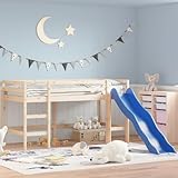 Festnight Hochbett Kinder mit Rutsche Leiter Spielbett 90x200 cm Jugendbett Kinderhochbett Kinderbett Etagenbett Einzelbetten Bettgestell Kinderzimmer Rutschbett Halbhochbett