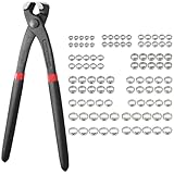 Kamtop Ohrklemmenzange aus 304 Edelstahl Schlauchschellen Set mit 100 Stück 304 Edelstahl Schhlauchklemmen 5,8-21mm（10 Größen）Schlauchklemmensatz Werkzeug Kit für Securing Pipe