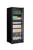 METRO Professional Getränkekühlschrank GSC4280B, Metall/Glas, 280 L, belüftete Kühlung, 210 W, mit Schloss, Schwarz