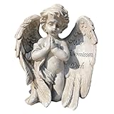 KELOPEST Grabschmuck Engel groß in stilvoller Steinoptik - Die Grabdeko ist wetterfest