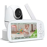 LEMFO Babyphone mit Kamera 5' 720P IPS Video Baby Monitor ohne WLAN, 355 Grad Nachtsicht, Geräusch-/Temperaturerkennung, Zwei-Wege Audio, 500m Hohe Reichweite, Plug & Play/5000mAh Akku/Wiegenlieder