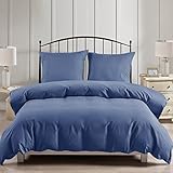 PHF Bettwäsche 135x200, Bettbezüge 135x200 cm mit 2er Kissenbezüge 80x80 cm, Weich und Bügelfrei Bettwäsche 135x200cm aus Mikrofaser mit Reißverschluss,Marine Blau