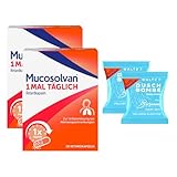 Mucosolvan® Retardkapseln bei Husten, festsitzendem Schleim & Bronchitis| 2 x 50 Stück + 2 Duschbomben| 1 mal täglich | Mit Ambroxol für schnelle Hustenlinderung | Wirkt über den ganzen Tag
