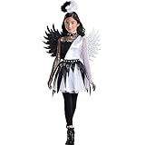 Twisted Angel Kostüm – Stilvolles schwarz-weißes Outfit perfekt für Halloween, Partys und mehr – 1 Set, Teenager groß (12–14)