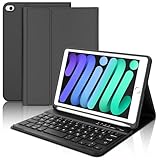 AVNICUD Tastaturhülle für iPad Mini 5 2019 (5. Generation) / iPad Mini 4 2015, drahtlose Bluetooth-Tastatur QWERTZ mit Stifthalter für iPad Mini 5/4/3/2/1,Schwarz