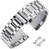 FOUUA Edelstahl Uhrenarmband Metallarmband Armbänder aus 16 18 19 20 21 22 24 Edelstahlarmband Ersatz Poliert Metal Armband Doppelschnalle Schwarz oder Silber Gold