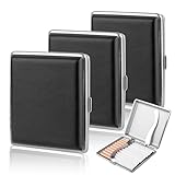 3 Stück Zigarettenetui Leder Metall,Zigarettenetui aus Leder und Metall,PU Zigarettenschachtel für 20 Zigaretten, Zigarettencase mit Schnappverschluss,Zigarettenbox für Hosen und Hemdtaschen