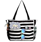 TAHAVICE Strandtasche Damen mit Reißverschluss, Große Strandtasche xxl Familie, Badetasche Damen Wasserdicht, Einkaufstasche Beach Bag Tote Bag für Strand Reisen Pool Fitnessstudio