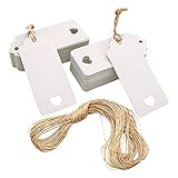 Geschenkanhänger aus Kraftpapier, 100 Stück - Weihnachten Anhänger, Weiße Etiketten mit 30 m Jute-Schnur für Geschenke & Gepäck - DIY Geschenketiketten