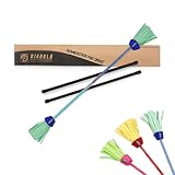 Diabolo Freizeitsport Flowerstick Pro Short (blau-türkis) - kurzer Flowerstick aus Fiberglas inkl. 2 Handstäben, UV reaktiv, handbemalt, Festival-Hingucker, ideal für Fortgeschrittene & Profis