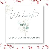 25 Stück Hochzeitseinladungen Einladungskarten Hochzeit Klappkarten Boho Quadratisch 14,8 x 14,8 cm mit Umschlägen Einladung Hochzeit