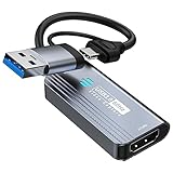 Papeaso Video Capture Card, 4K HDMI to USB/USB C 3.0 Capture Card, 1080P 60FPS Video Capture Device, for Streaming, Teaching,Gaming, Video conferencing or Live Broadcasting