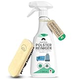 Emma Grün® Polsterreiniger für Sofa, Couch & Autositze 1x500ml [inkl. Polsterbürste] - Nachhaltig & Anti Geruch - Auto Innenraum Reiniger - Polsterreinigung aus Deutschland