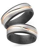 123traumringe Eheringe in Carbon, Titan & Roségold I Partnerringe mit Brillant & Etui I Gravierbare Eheringe mit Ringgröße 50-74 mm I Edle Verlobungsringe in 7 mm Breite & 2,5 mm Stärke I S84