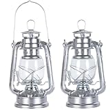 Meleg Otthon Petroleumlampe Outdoor，Silber Sturmlaterne Petroleum， Öllampe für Indoor ,Haus, Garten, Camping (2-Stücke-Silver)