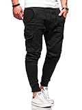 behype. Herren Lange Cargo Trainingshose Jogging-Hose Sport-Hose 60-0013 Schwarz XL