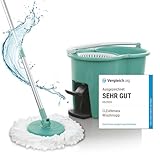 CLEANmaxx Power-Wischmopp mit Zwei-Kammer-Filtersystem | Designed in Deutschland - Schmutzwasser wird gefiltert, leichtes Auswringen für streifenfreie Sauberkeit | Ideal für Laminat, Parkett & Fliesen