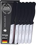 Edelbach Solingen Küchenmesser Set | Frühstücksmesser m. Feinschliff | Ultrascharf Messerset Made in Germany | Tafelmesser, Buttermesser, Brötchenmesser, Brotmesser, Messer Set (6x Schwarz)