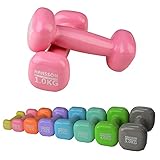 Vinyl Hantel 2er Set Verschiedene Gewichte und Farbe zur Auswahl (Rosa, 2 x 1,0 kg)
