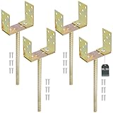 KOTARBAU® 4er Set U-Pfostenträger 0-160 mm Breitverstellbar Stange 400 mm Verzinkt Stahl Pfostenträger Verstellbar Betonanker für Holzpfosten Einbetonieren Pfostenträger zum Einbetonieren Pfostenanker