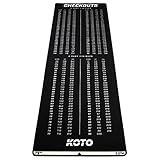 KOTO Carpet Checkout Schwarz, 237x80cm Dartmatte, Professionelle Dartmatte zum Schutz des Bodens und der Dartpfeile, Mit Score-Indikation und Oche