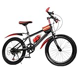 Mountainbike 20 Zoll MTB Kinder 7-13 Jahre, 7 Gänge, mit Doppelscheibenbremsen & Schutzblech, Stoßdämpfung, widerstandsfähiger Rahmen, für Rennrad, MTB, Unisex, Rot