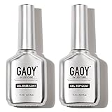 GAOY Gel-Über- und Unterlack, 16 ml, 2 Stück, glasiger Decklack und keine abwischbare Grundierung, Kombination für UV-Lichthärtung, Gel-Nagellack