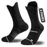 Rahhint Coolmax 3 Pack Kompressions Laufsocken Herren Damen Anti-Blasen-socken Running Socks Sportsocken mit TAB-Design, Kompressionszone, Belüftungsnetz und Fußgewölbeunterstützung, Größe 35-58