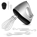 Stabmixer NWOUIIAY Handmixer Elektrischer 500W 5 Geschwindigkeitsstufen 6-in-1 Set mit Schneebesen Knethaken Teigrührer Handrührgerät mit Ein-Knopf-Auswurf für Backen Desser