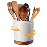 DOWAN Utensilienhalter, 360° Drehbarer Großer Kochutensilienhalter, Keramischer Utensilienhalter für die Arbeitsplatte, Utensilientopf für die Landhausküche, Utensilientopf, Glasur mit Gesprenkeltem