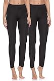 Merry Style Damen Lange Leggings aus Baumwolle 2 Pack MS10-198 (Schwarz/Schwarz, M)