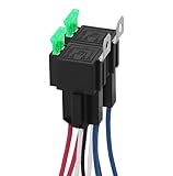 2 Stück 12V Sicherungsrelais 30A ATO/ATC Flachsicherung mit Kabelbaumsatz, 4-polige SPST Relais für den Automobilbereich mit 12 AWG Hochleistungskabeln