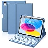 Vobafe Hülle mit Tastatur für iPad A16 11/10 Generation (2025/2022, 11/10.9 Zoll)- 7 Farben Beleuchtete Magnetische Abnehmbare Keyboard Schutzhülle mit Stifthalter für iPad 11. /10. Gen, Blau