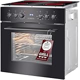 Bomann® Backofen mit Glaskeramik-Kochfeld | Einbauherd mit 4 Kochzonen & 9 Backofen-Funktionen | Backofen mit 56L Nutzinhalt & getrennt regelbaren Thermostat | Herdset mit Umgebungslüfter | EHBC 7937