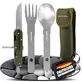 Outdoor Campingbesteck Bundeswehr Besteck Edelstahl Essbesteck Set 5 teilig Camping Besteckset Fritz-Cell